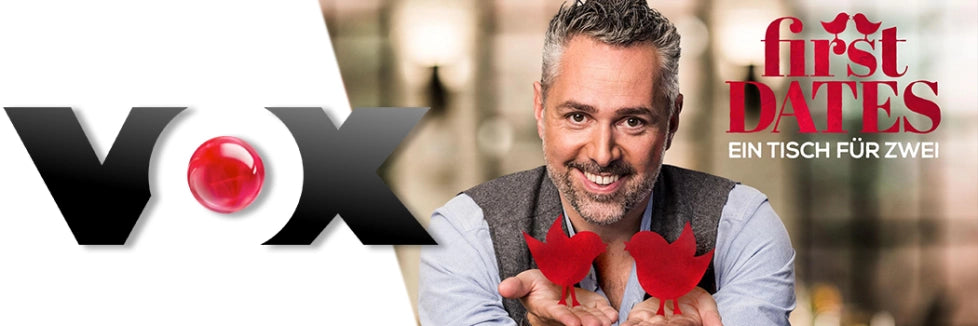 Banner von der Fernsehsendung "First Dates" vom Sender VOX